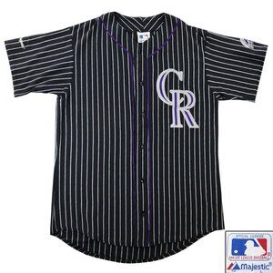Colorado Rockies Vintage Baseball Jersey Majestic MLB Pinstripe Made USA Large